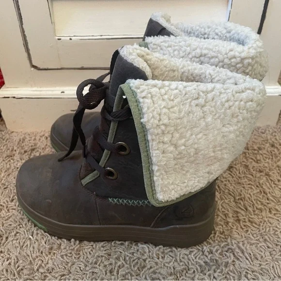 WOMEN’S Keen Snowmass Ankle Waterproof Winter Boots Size 6.5 Brown Green - Picture 12 of 13